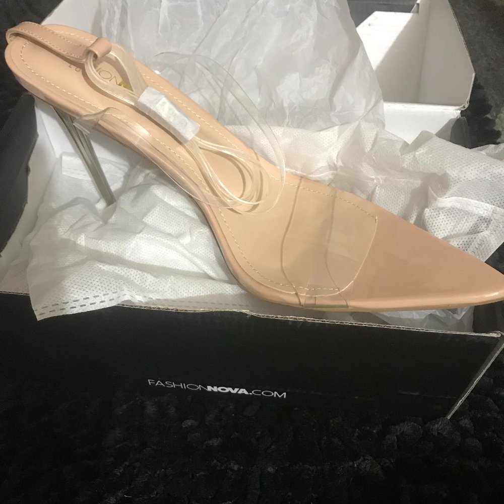 F.N. Clear NUDE strap up open toe HEEL sandal